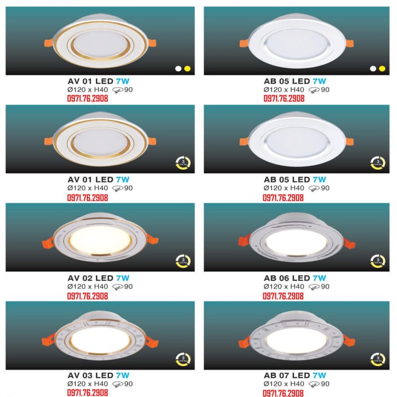LED ÂM TRẦN VIỀN VÀNG BẠC 3 CHẾ ĐỘ HUFA