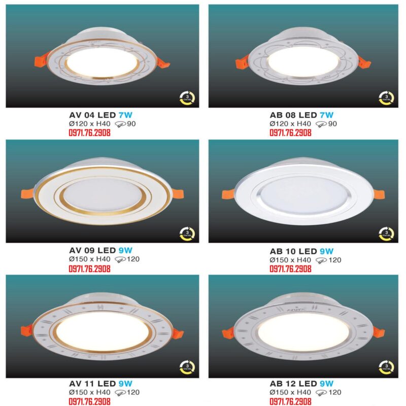 LED ÂM TRẦN VIỀN VÀNG BẠC 3 CHẾ ĐỘ HUFA